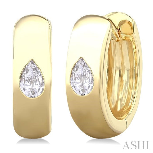 ASHI Pear Shape Bezel Set Diamond Huggie Fashion Earrings 903G6PPFGERYG-PR