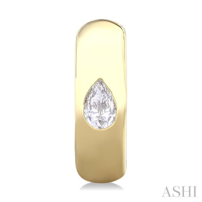 ASHI Pear Shape Bezel Set Diamond Huggie Fashion Earrings 903G6PPFGERYG-PR