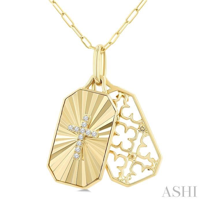 ASHI Rectangular Shape Fluted Cross Diamond Pendant 903J9PPTGPDYG