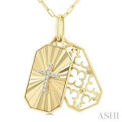 ASHI Rectangular Shape Fluted Cross Diamond Pendant 903J9PPTGPDYG