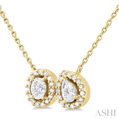 ASHI Toi Et Moi Halo Diamond Pendant 90424PPFHPDYG