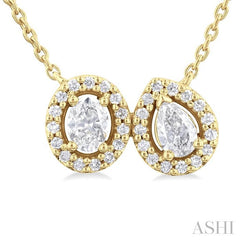 ASHI Toi Et Moi Halo Diamond Pendant 90424PPFHPDYG