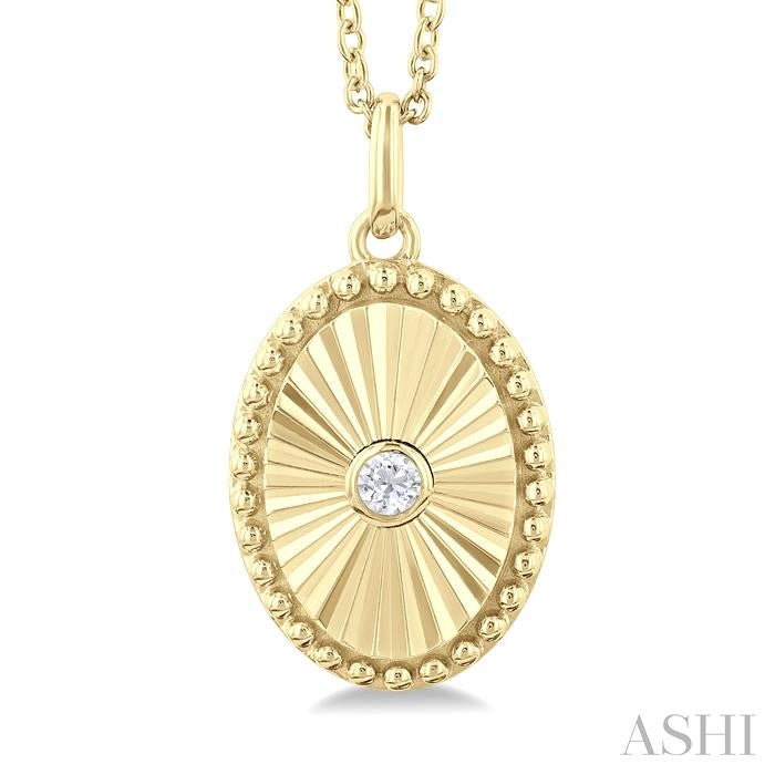 ASHI Oval Shape Fluted Medallion Diamond Pendant 90449PPTGPDYG-OV