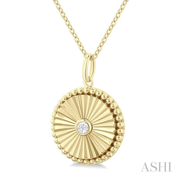 ASHI Circle Fluted Medallion Diamond Pendant 90449PPTGPDYG-RD