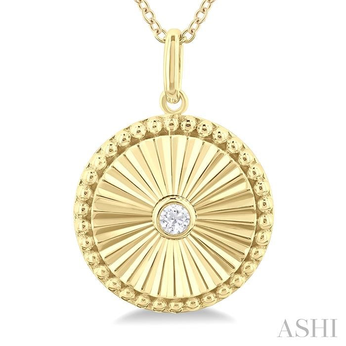 ASHI Circle Fluted Medallion Diamond Pendant 90449PPTGPDYG-RD