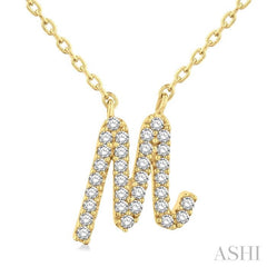 ASHI Script 'M' Initial Diamond Pendant 90468PPFSPDYG-M