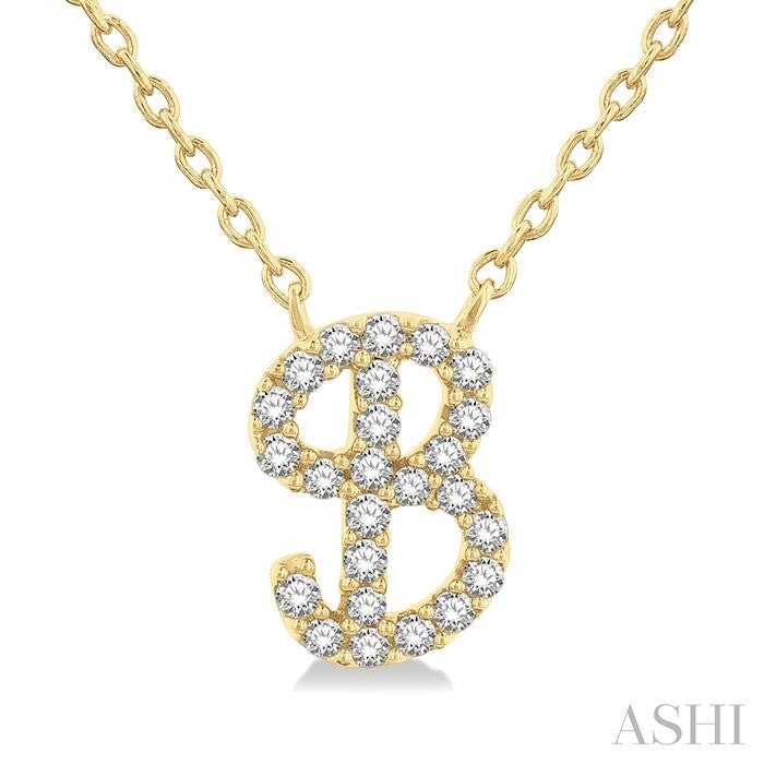 ASHI Script 'B' Initial Diamond Pendant 90468PPTSPDYG-B