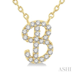 ASHI Script 'B' Initial Diamond Pendant 90468PPTSPDYG-B