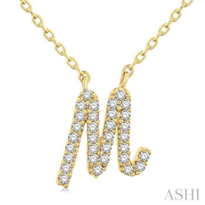 ASHI Script 'M' Initial Diamond Pendant 90468PPTSPDYG-M