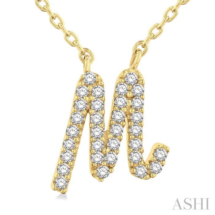 ASHI Script 'M' Initial Diamond Pendant 90468PPTSPDYG-M