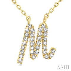 ASHI Script 'M' Initial Diamond Pendant 90468PPTSPDYG-M
