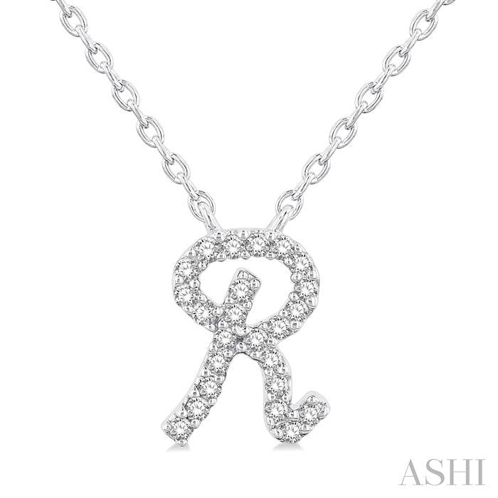 ASHI Script 'R' Initial Diamond Pendant 90469PPFSPDWG-R