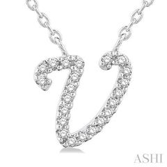 ASHI Script 'V' Initial Diamond Pendant 90469PPFSPDWG-V