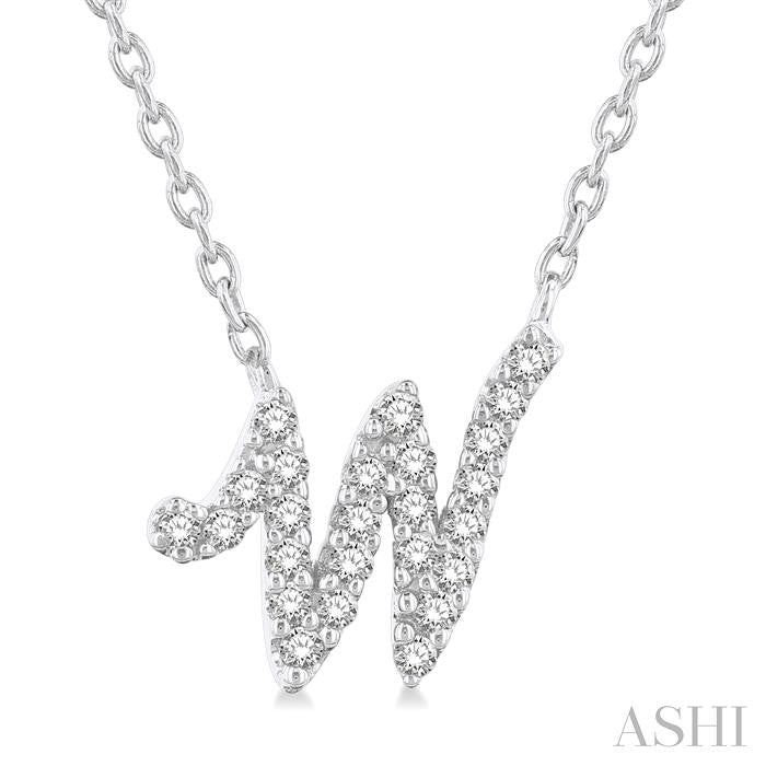 ASHI Script 'W' Initial Diamond Pendant 90469PPFSPDWG-W