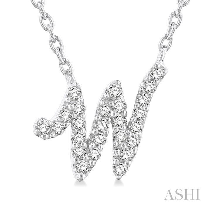 ASHI Script 'W' Initial Diamond Pendant 90469PPFSPDWG-W