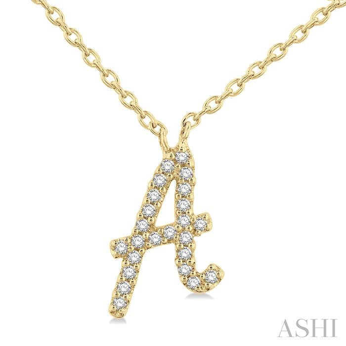 ASHI Script 'A' Initial Diamond Pendant 90469PPFSPDYG-A