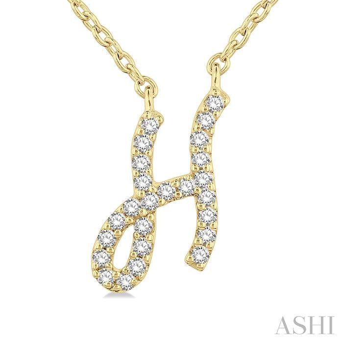 ASHI Script 'H' Initial Diamond Pendant 90469PPFSPDYG-H