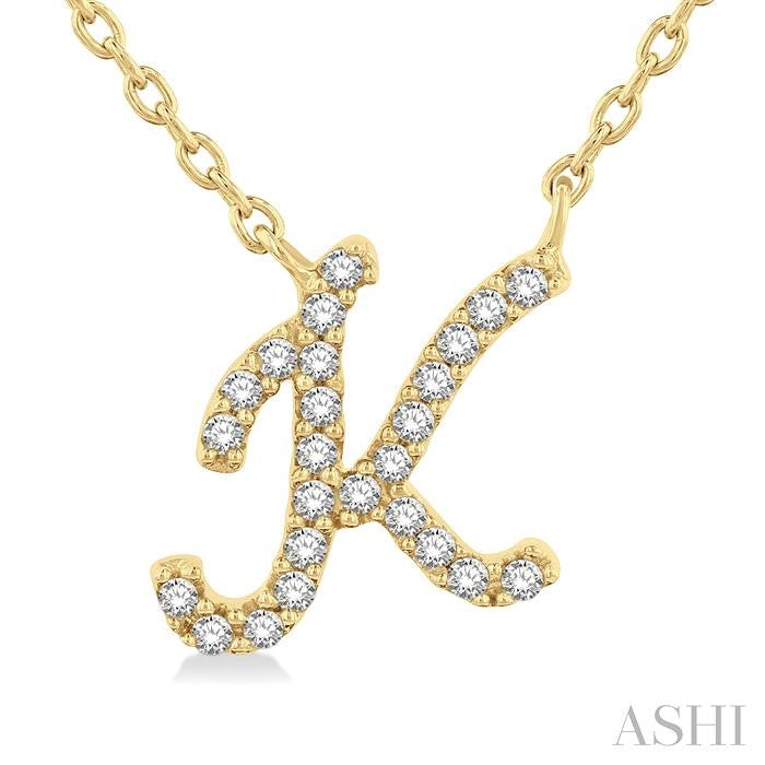 ASHI Script 'K' Initial Diamond Pendant 90469PPFSPDYG-K