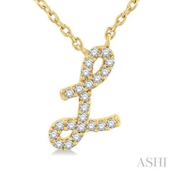 ASHI Script 'L' Initial Diamond Pendant 90469PPFSPDYG-L
