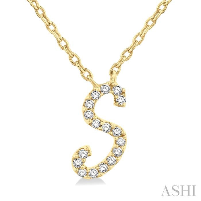 ASHI Script 'S' Initial Diamond Pendant 90469PPFSPDYG-S