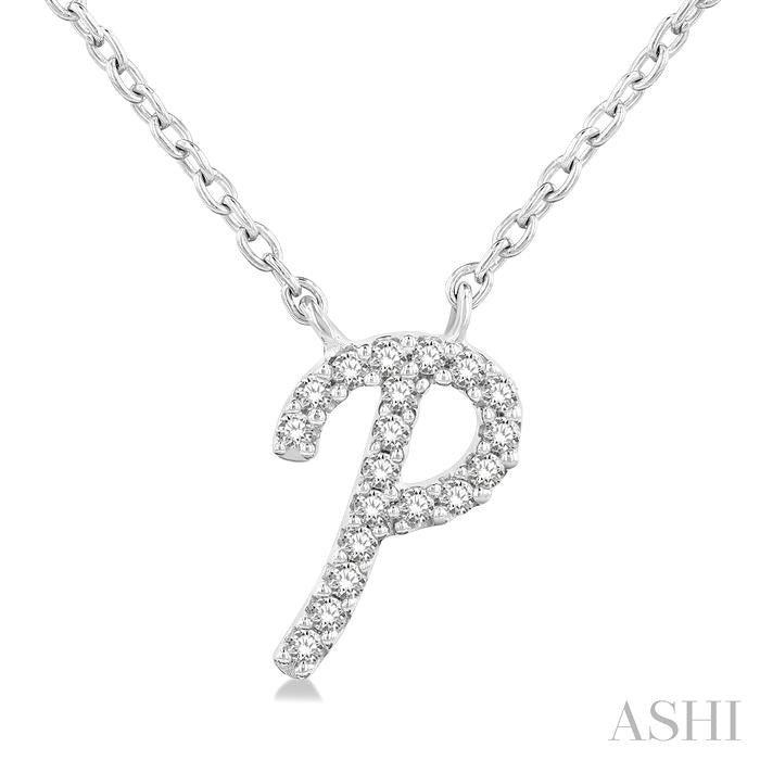 ASHI Script 'P' Initial Diamond Pendant 90469PPTSPDWG-P