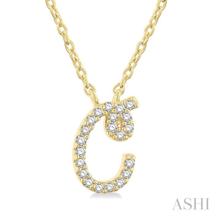 ASHI Script 'C' Initial Diamond Pendant 90469PPTSPDYG-C