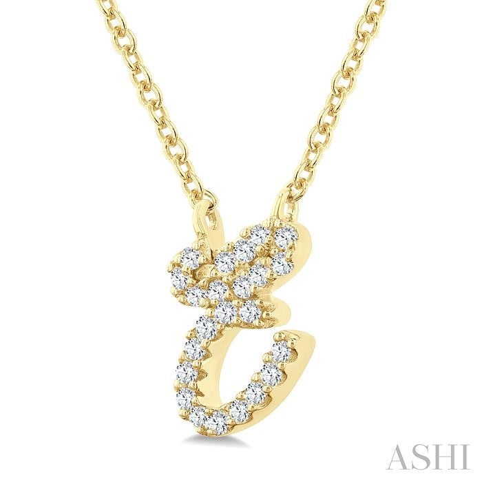 ASHI Script 'E' Initial Diamond Pendant 90469PPTSPDYG-E