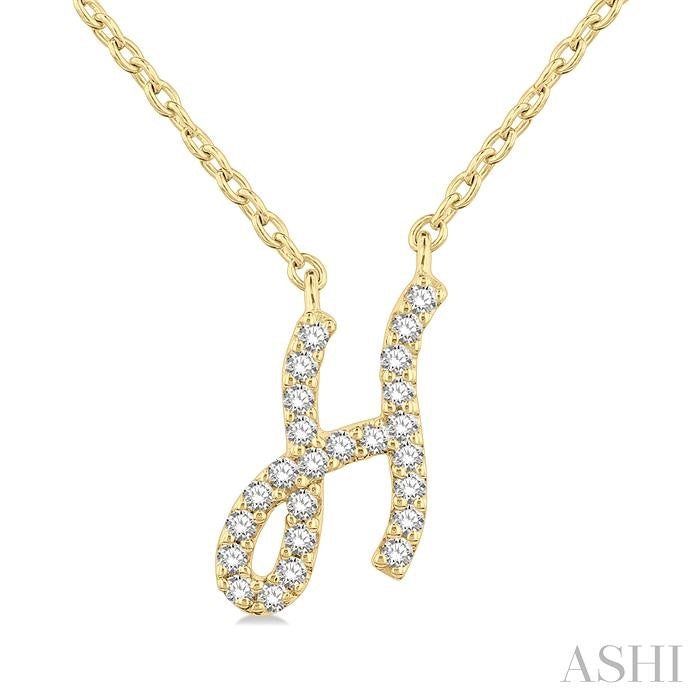 ASHI Script 'H' Initial Diamond Pendant 90469PPTSPDYG-H