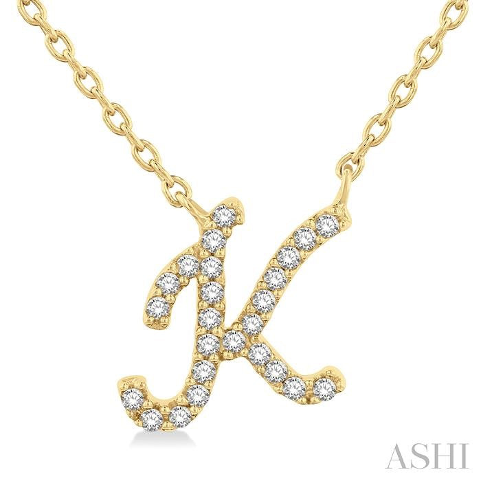 ASHI Script 'K' Initial Diamond Pendant 90469PPTSPDYG-K