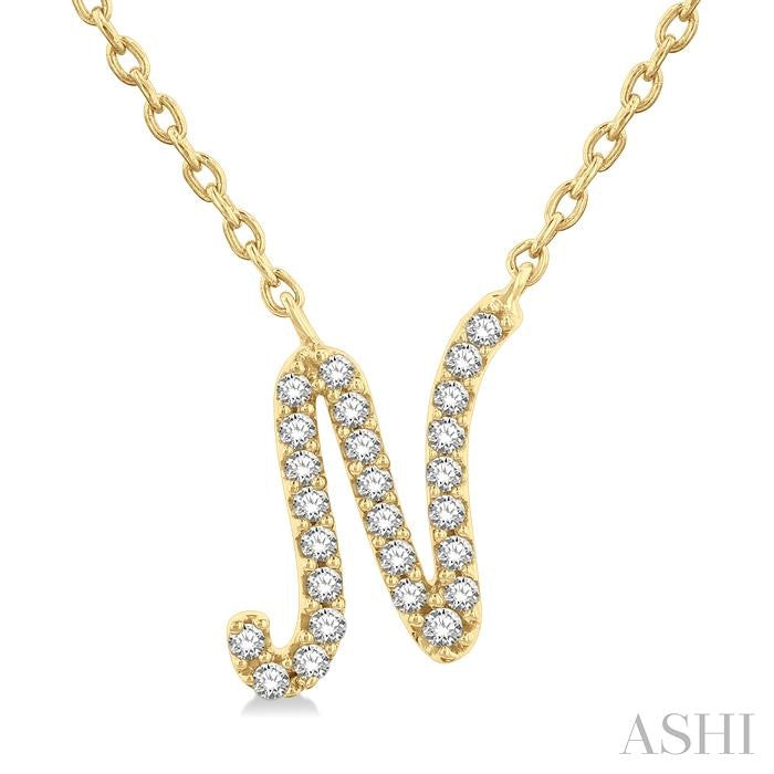 ASHI Script 'N' Initial Diamond Pendant 90469PPTSPDYG-N