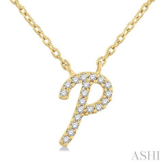 ASHI Script 'P' Initial Diamond Pendant 90469PPTSPDYG-P