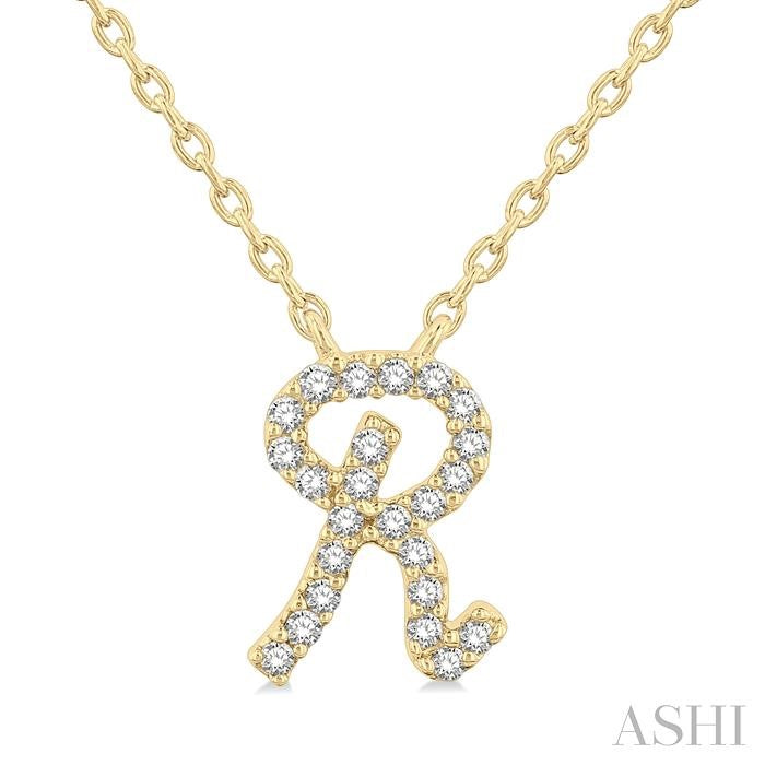 ASHI Script 'R' Initial Diamond Pendant 90469PPTSPDYG-R
