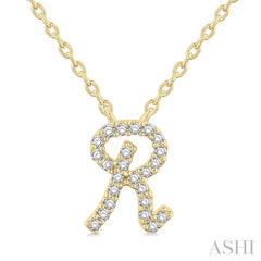ASHI Script 'R' Initial Diamond Pendant 90469PPTSPDYG-R