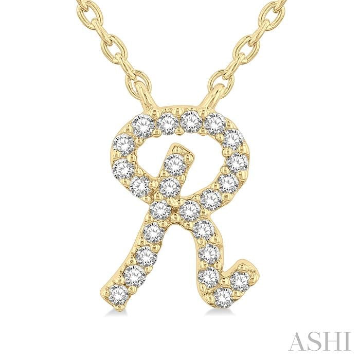 ASHI Script 'R' Initial Diamond Pendant 90469PPTSPDYG-R