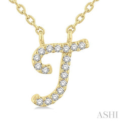 ASHI Script 'T' Initial Diamond Pendant 90469PPTSPDYG-T