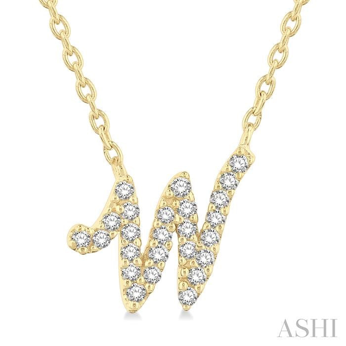 ASHI Script 'W' Initial Diamond Pendant 90469PPTSPDYG-W