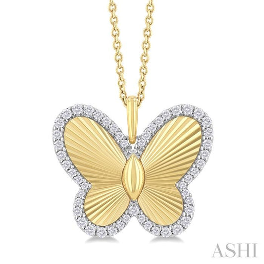 ASHI Butterfly Fluted Diamond Fashion Pendant 90476PPFGPDYW-BTF