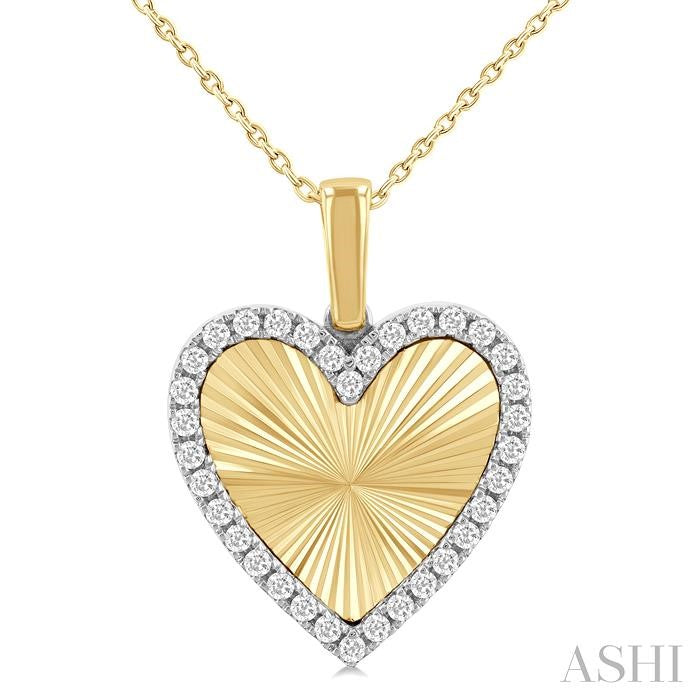 ASHI Heart Shape Fluted Diamond Fashion Pendant 90476PPFGPDYW-HT