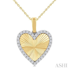 ASHI Heart Shape Fluted Diamond Fashion Pendant 90476PPTGPDYW-HT