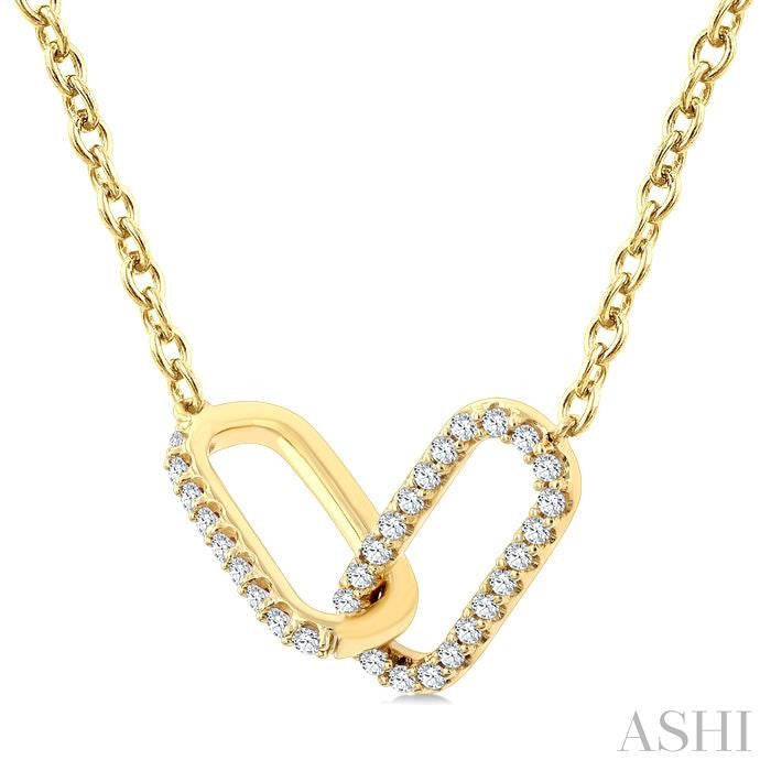 ASHI Paperclip Interlock Diamond Fashion Pendant 904H6PPTGPDYG