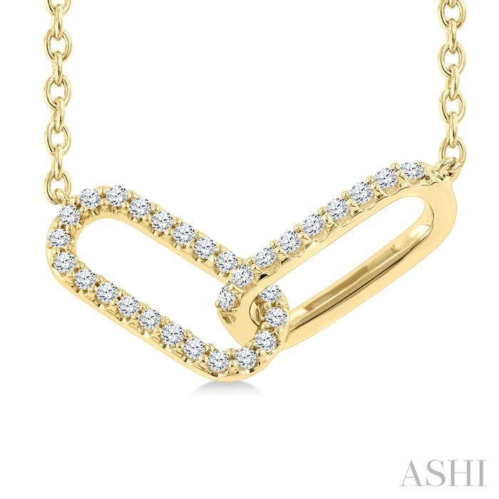 ASHI Paperclip Interlock Petite Diamond Fashion Pendant 904H8PPTSPDYG