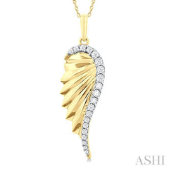 ASHI Angel Wings Fluted Diamond Fashion Pendant 90507PPFGPDYG