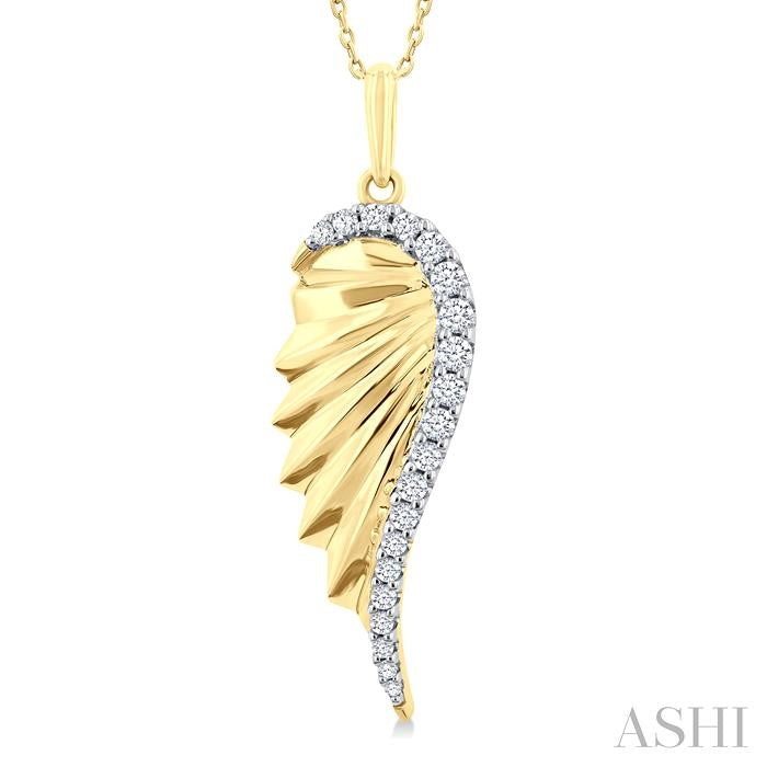ASHI Angel Wings Fluted Diamond Fashion Pendant 90507PPTGPDYG