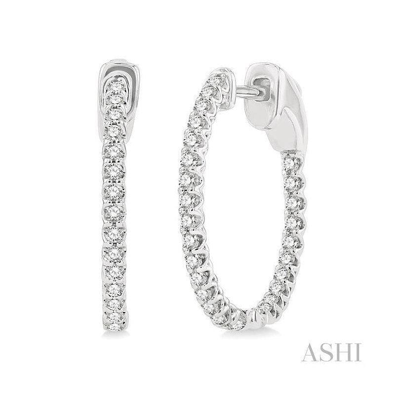 ASHI Inside-Out Diamond Hoop Earrings 622B3PPFGERWG
