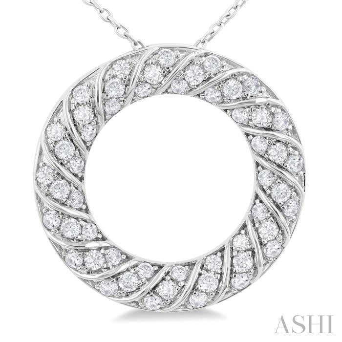 ASHI Circle Ribbed Diamond Pendant 90593PPFGPDWG