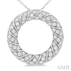 ASHI Circle Ribbed Diamond Pendant 90593PPFGPDWG