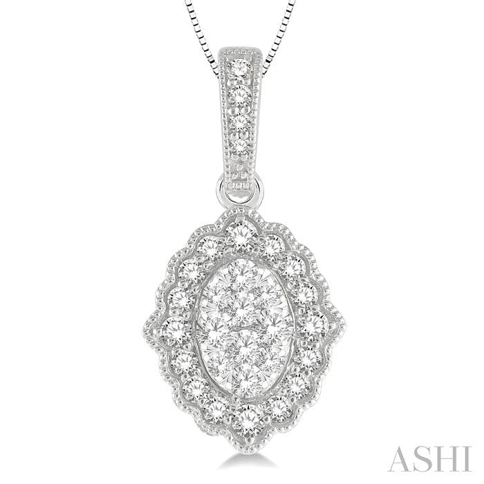 ASHI Oval Shape Halo Lovebright Diamond Pendant 905B6PPFGPDWG