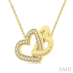 ASHI Heart Interlock Petite Diamond Fashion Pendant 905H8PPTGPDYG