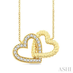 ASHI Heart Interlock Petite Diamond Fashion Pendant 905H8PPTGPDYG