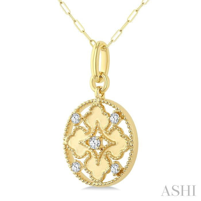 ASHI Circle Floral Medallion Diamond Fashion Pendant 905J7PPTGPDYG